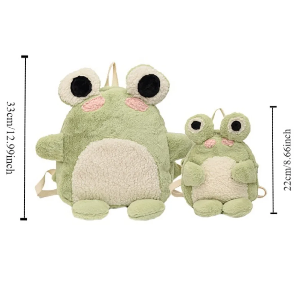 Plush 3D Cartoon Frog Backpack Fashion Kawaii Y2K Children's Frog School Bag Portable Creative Animal Frog Shoulder Bag Lady