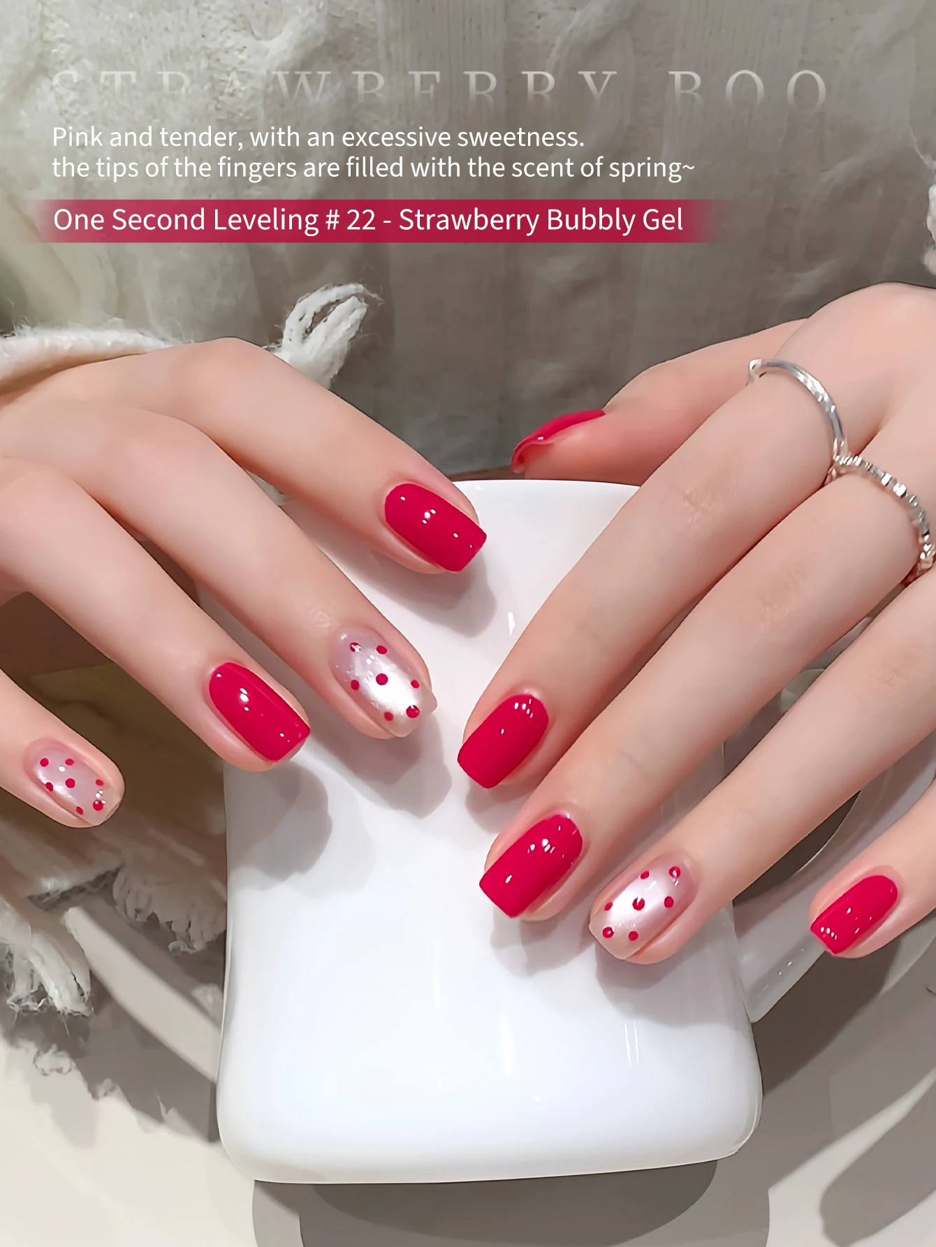 12ml Red Gel Nail Polish, 1Pcs Strawberry Red Gel Polish Soft Pale Color High Gloss Soak Off U V Nail Manicure Salon DIY