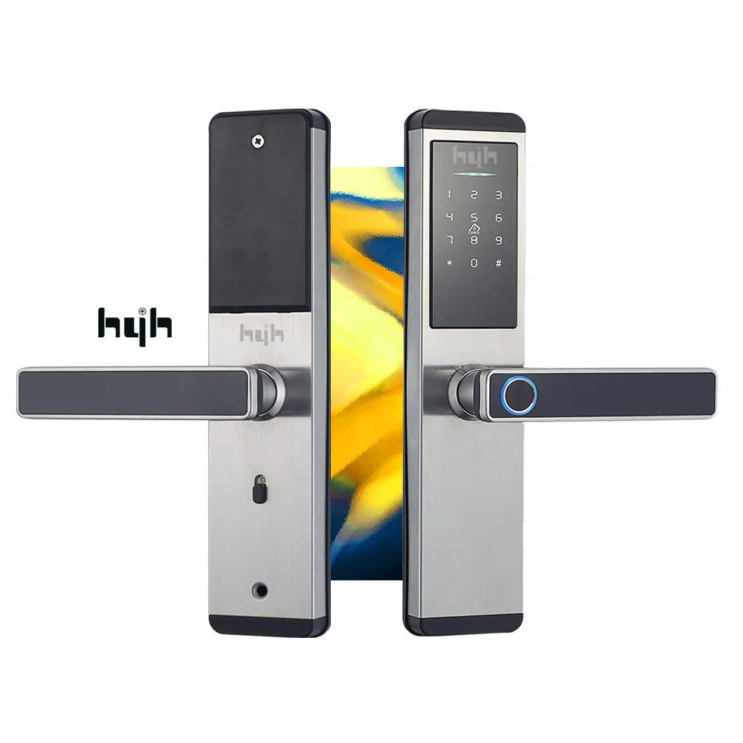 Guangdong-hyh Hardware Entrada Inteligente Frente Preto Segurança Door Lock Set Para Casa Luxo Smart Fingerprint Gate Door Lock