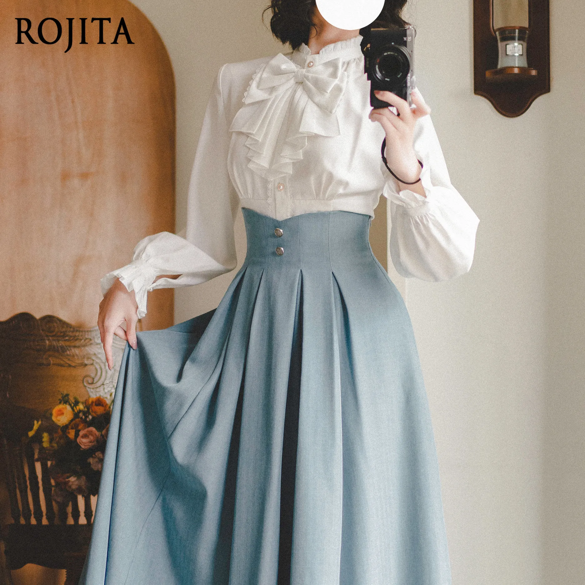 

Spring and Autumn Long Sleeve Shirt Inner Lolita Lolita Retro French Style CLA Stand Collar Palace Style Tops Women Shirt