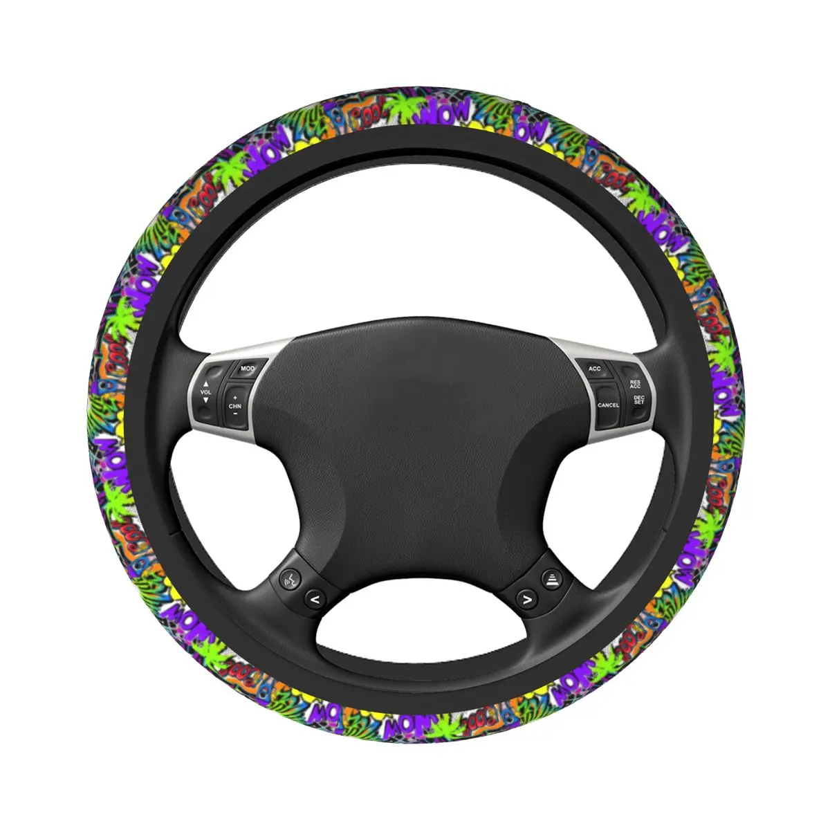 38cm Steering Wheel Covers Graffiti Tropic Elastic Wow Car-styling Colorful Auto Accessories