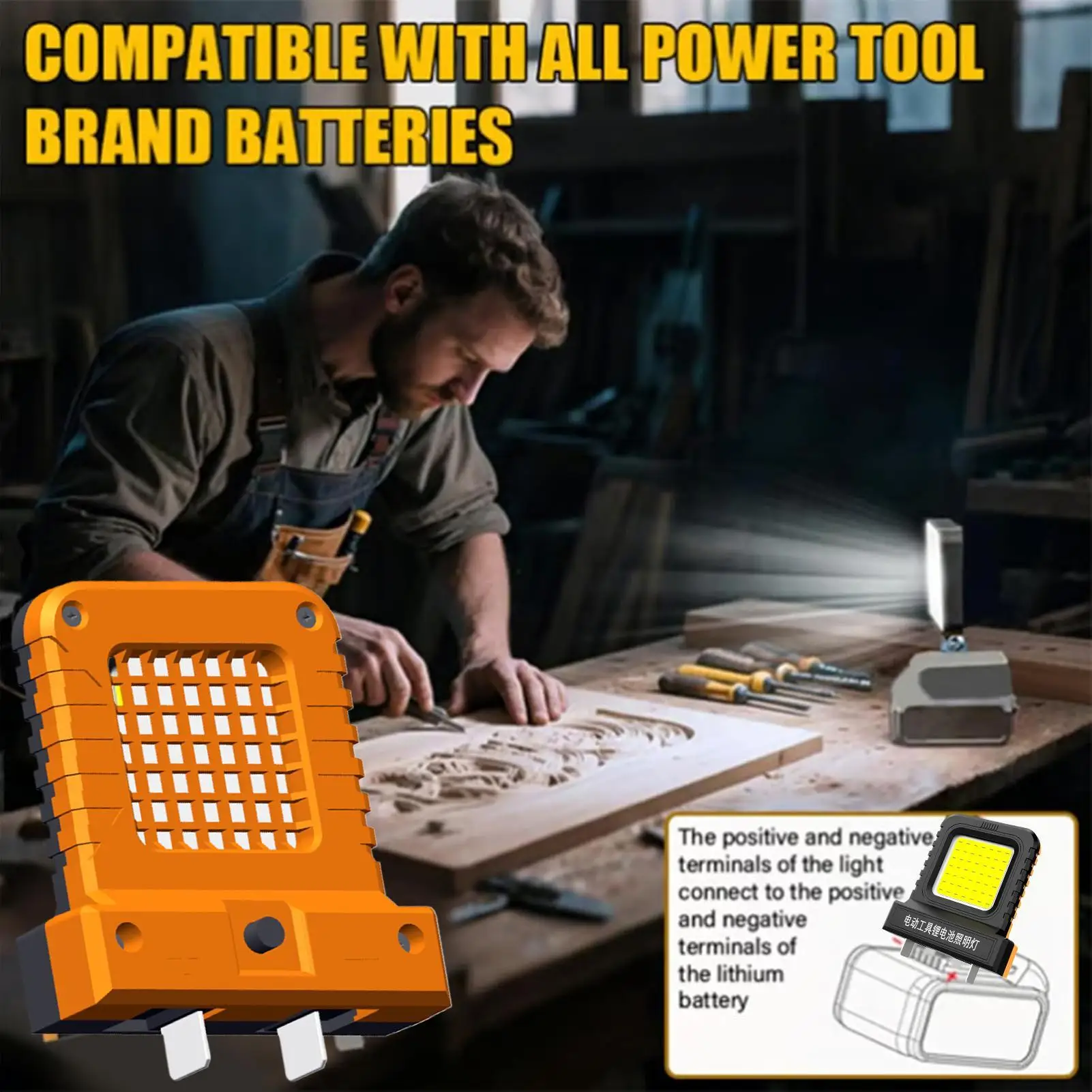 

Запчасти для электроинструментов, аксессуары, аккумулятор, светодиодный рабочий фонарь, 21 В, водонепроницаемая лампа освещения, Plug-and-Play для подвальной мастерской