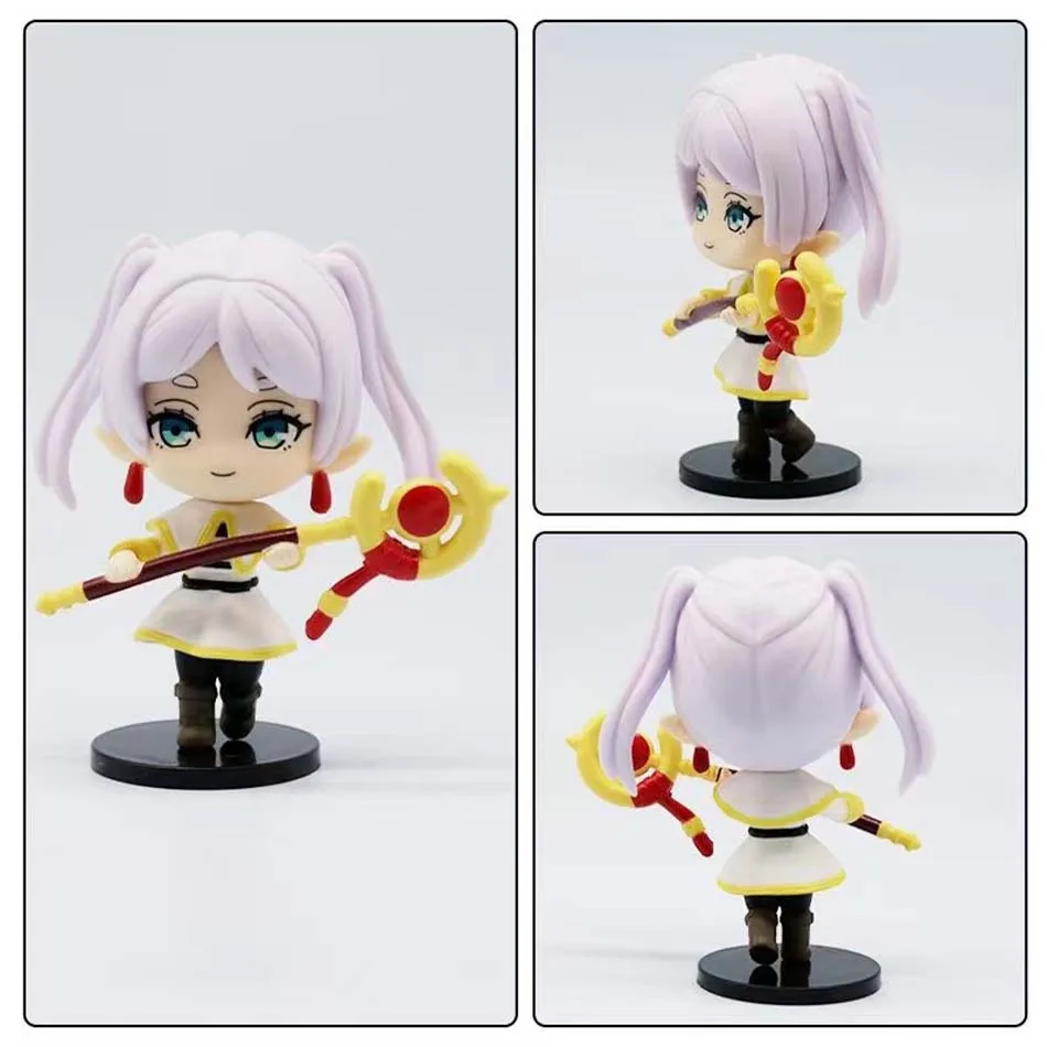 4 pçs frieren: além do fim da jornada anime figura sentada samambaia figuras de ação frieren macarrão rolha figura coleção modelo brinquedos