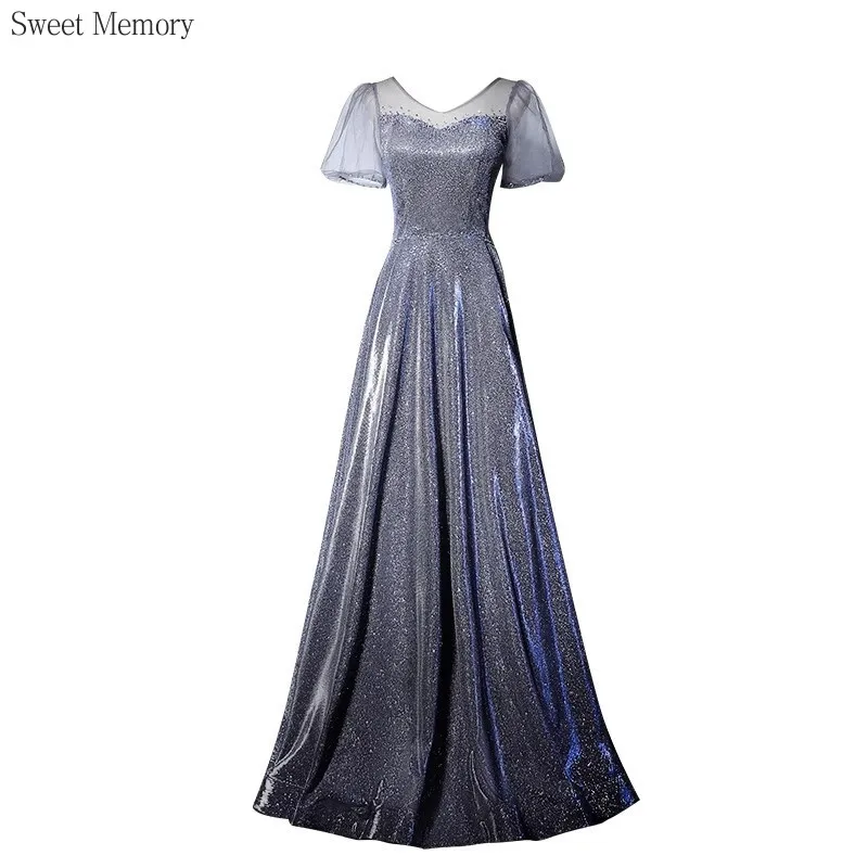 

N1148 Вечернее платье для девочек, модная одежда, элегантное женское бальное платье трапециевидной формы с круглым вырезом и открытой спиной, платья для выпускного вечера