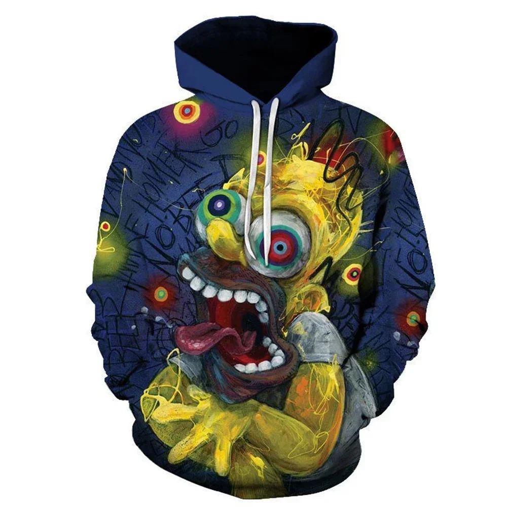 MINISO Simpsons Hoodies Cartoon Anime Simpson 3D Print Men Fashion Oversized Sweatshirt Hoodie Adult Pullover Tops Clothing