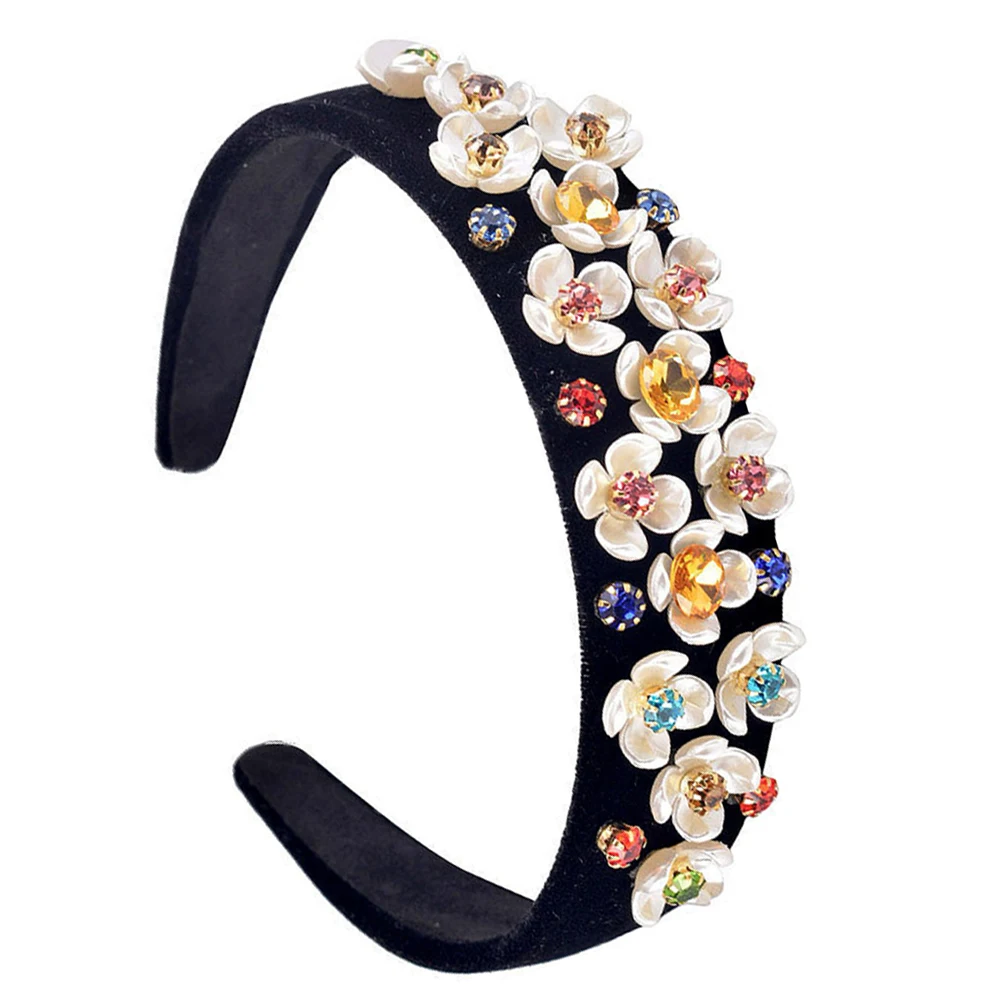 

Flower Hair Hoop Rhinestone Cloth Wide Headband Women Elegant Party Daily Life Durable Comfortable Fashion Accessories