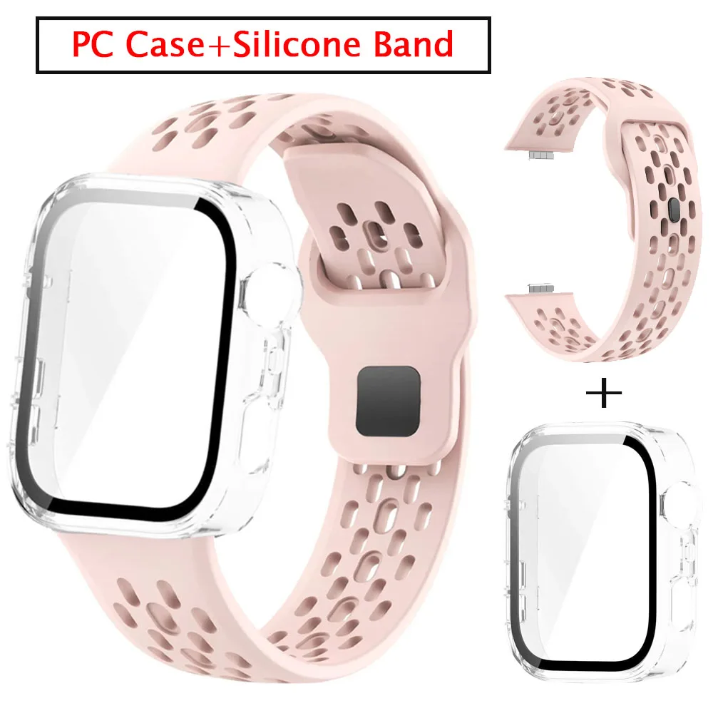 حافظة + حزام سيليكون لساعة هواوي فيت 3/4/4Pro حزام واقي للشاشة غطاء سوار لساعة هواوي فيت 3/4 غطاء كامل