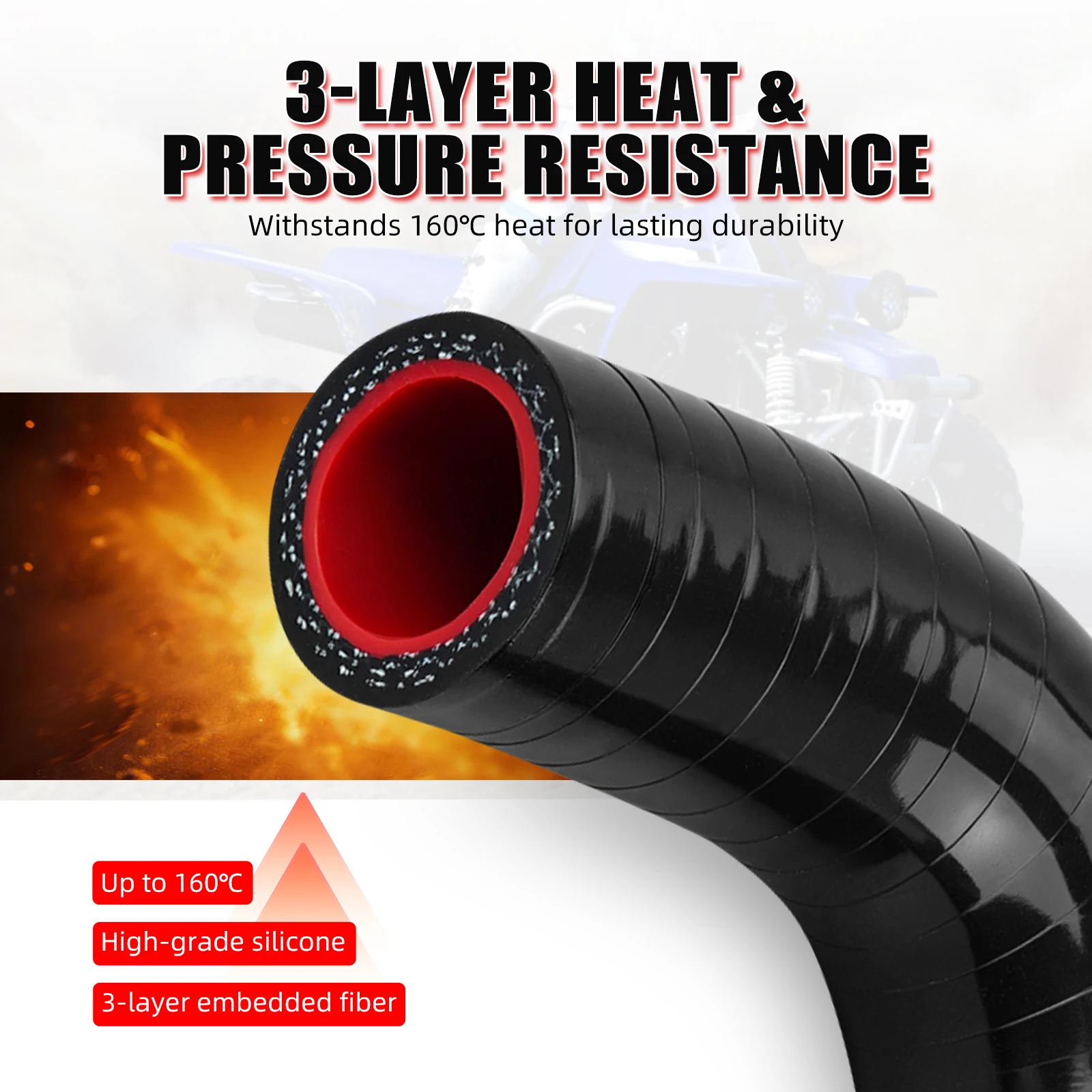 For Banshee 350 High-grade Silicone Radiator Hose For Yamaha Banshee 350 YFZ350 1987-2006 3-Layer Heat 2GU-12485-00-00 160℃
