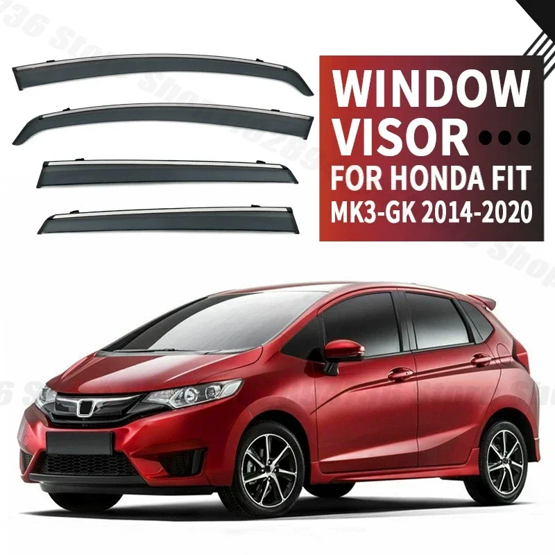 Window Visors For Honda Fit Hatchback MK3-GK 2014-2020 4pcs Side Window Rain Guard Wind Deflector Vent Visor for Car Windows