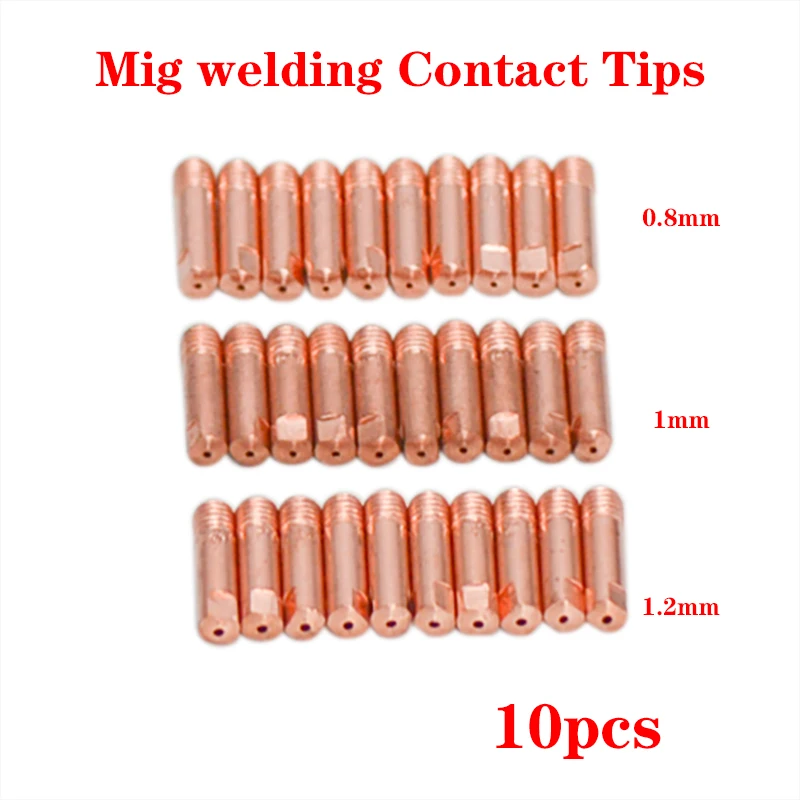 

10Pcs/Pack Conductive Nozzle Welding Parts 0.8mm MB-15AK MIG/MAG M6 Welding Weld Torch Contact Tips Holder Gas Nozzle Part Tool