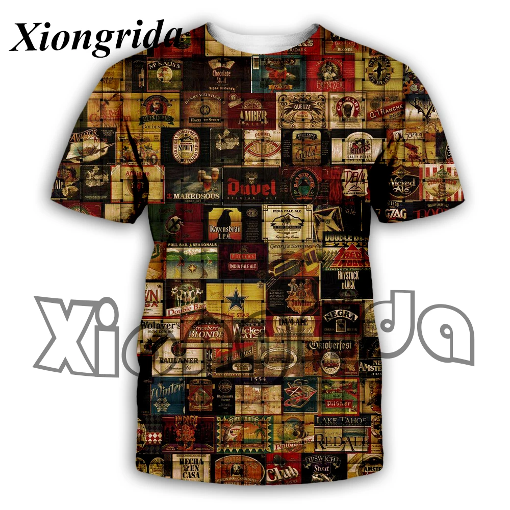 

Футболки с 3D принтом пива, мужские повседневные футболки с коротким рукавом, новинка, пивная бутылка, пивная кепка, рубашки с принтом, Harajuku, высококачественные топы унисекс