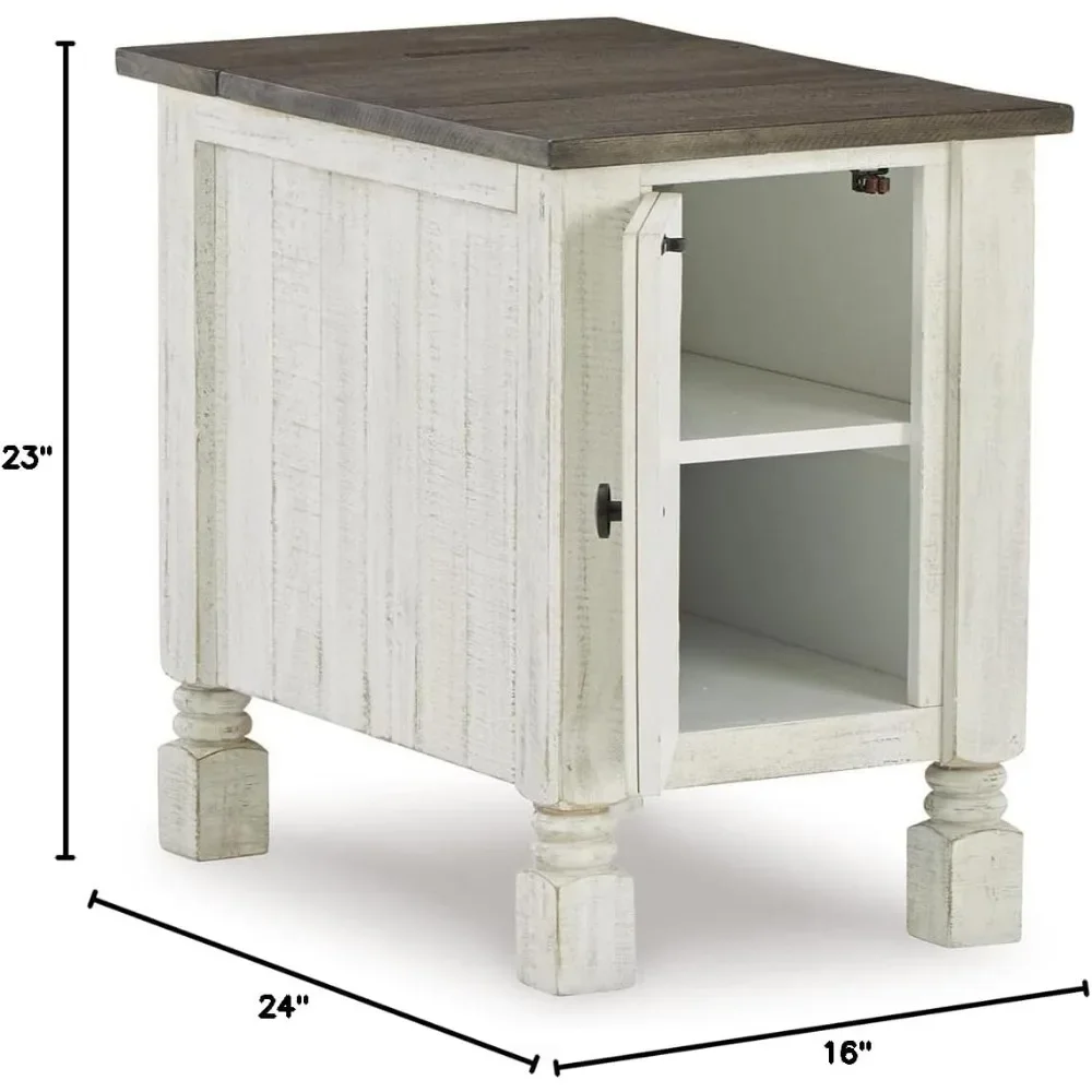 by Ashley Havalance French Country Chair Side End Table, White & Gray