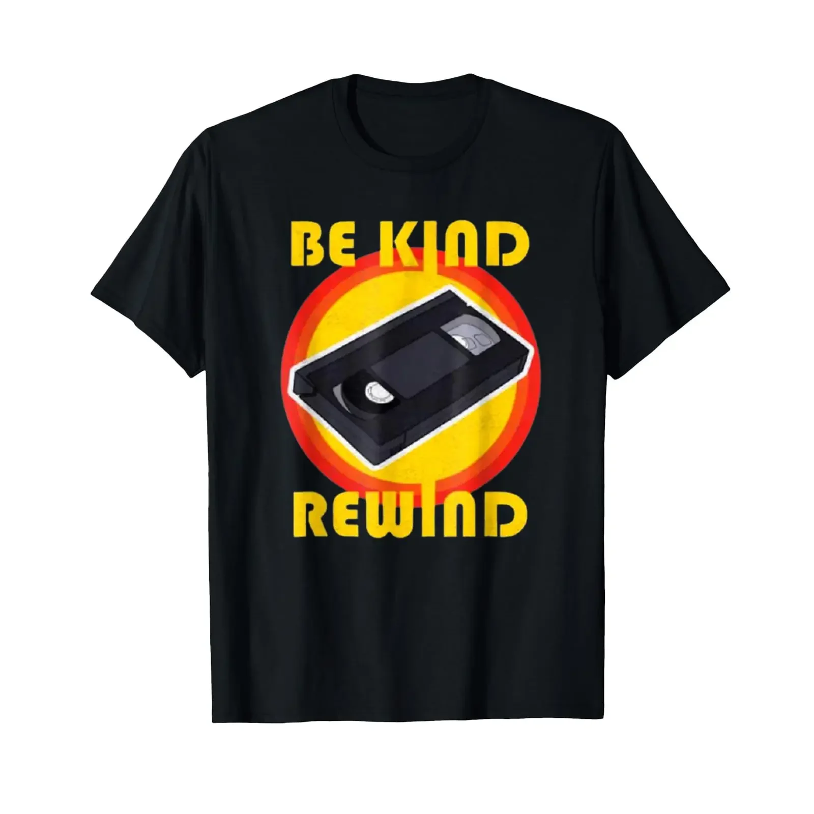 Retro VHS VCR Be Nice Rewind Vintage 80s Video Tape T Shirt vintage Washed Slightly homme Versatile streetwear Unisex