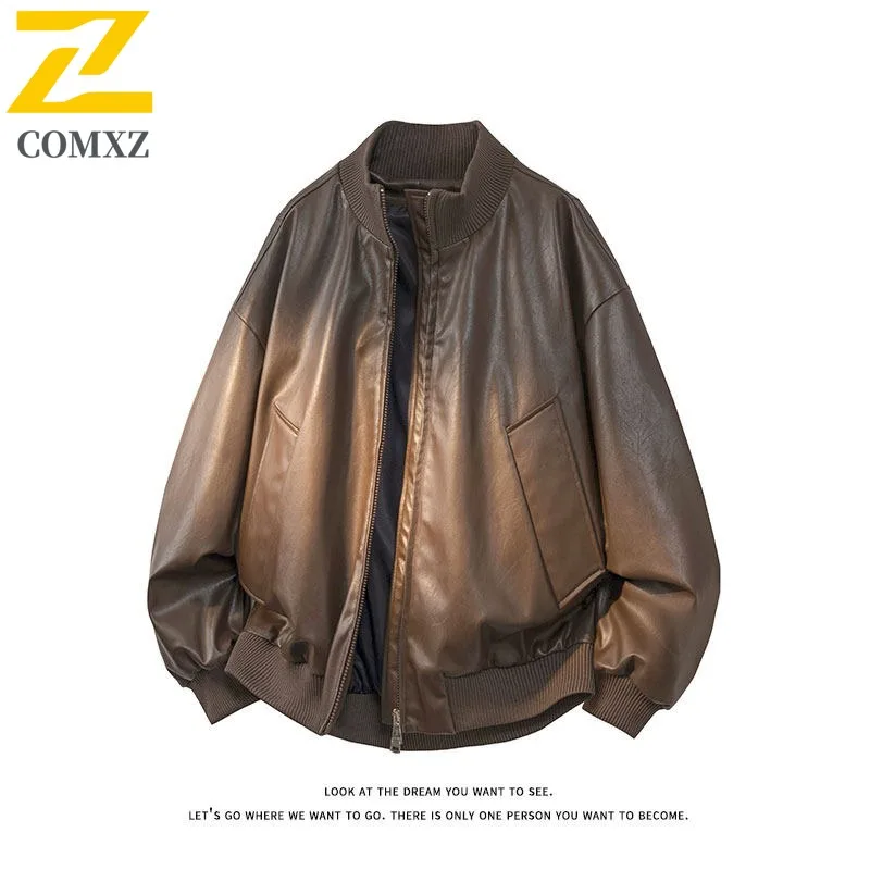 COMXZ معطف جلد Pu كلاسيكي الوقوف طوق جودة عالية موتوكروس السفر الرجال السترات عادية مقاومة للخدش سترة واقية سترة