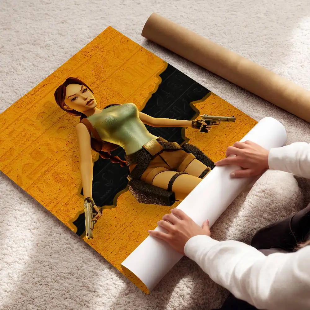 Lara Croft Tomb Raider Poster Album Art Cover Songs Rap Pop Singer Band Wall Waterproof Paper Sticker For Living Room Home Decor