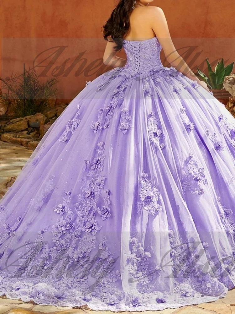 AQ260 Customized Lavender Princess 15 Year Girl Quinceanera Dress With Sleeve Lace Applique Ball Gown Prom Party Dress Vestidos