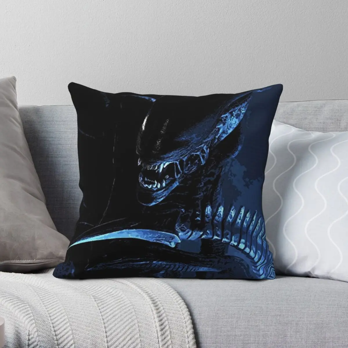 Alien Xenomorph Square Pillowcase Polyester Linen Velvet Creative Zip Decor Pillow Case Sofa Cushion Cover 18