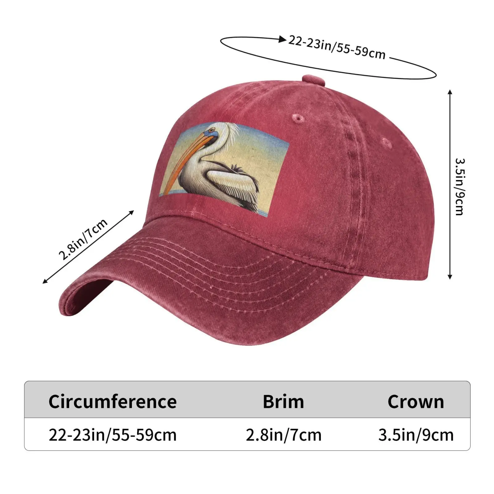 Pelican Birds Baseball Cap for Men Women Washed Cotton Denim Dad Hat Adjustable Fashion Sports Daily Outdoor