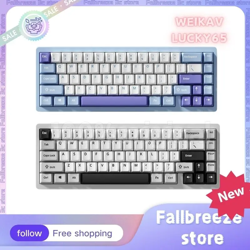 

WEIKAV Lucky65 Mechanical Keyboards 3Mode 2.4G Wireless Bluetooth Keyboard RGB Backlit Customized Keycaps PBT Keyboards Gift