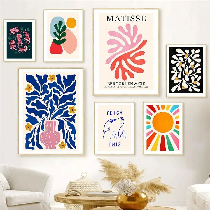 Matisse Poster Coral Leaves Flowers Abstract Plant Canvas Painting Nordic Room Wall Art Prints Picture For Hoom Decoration