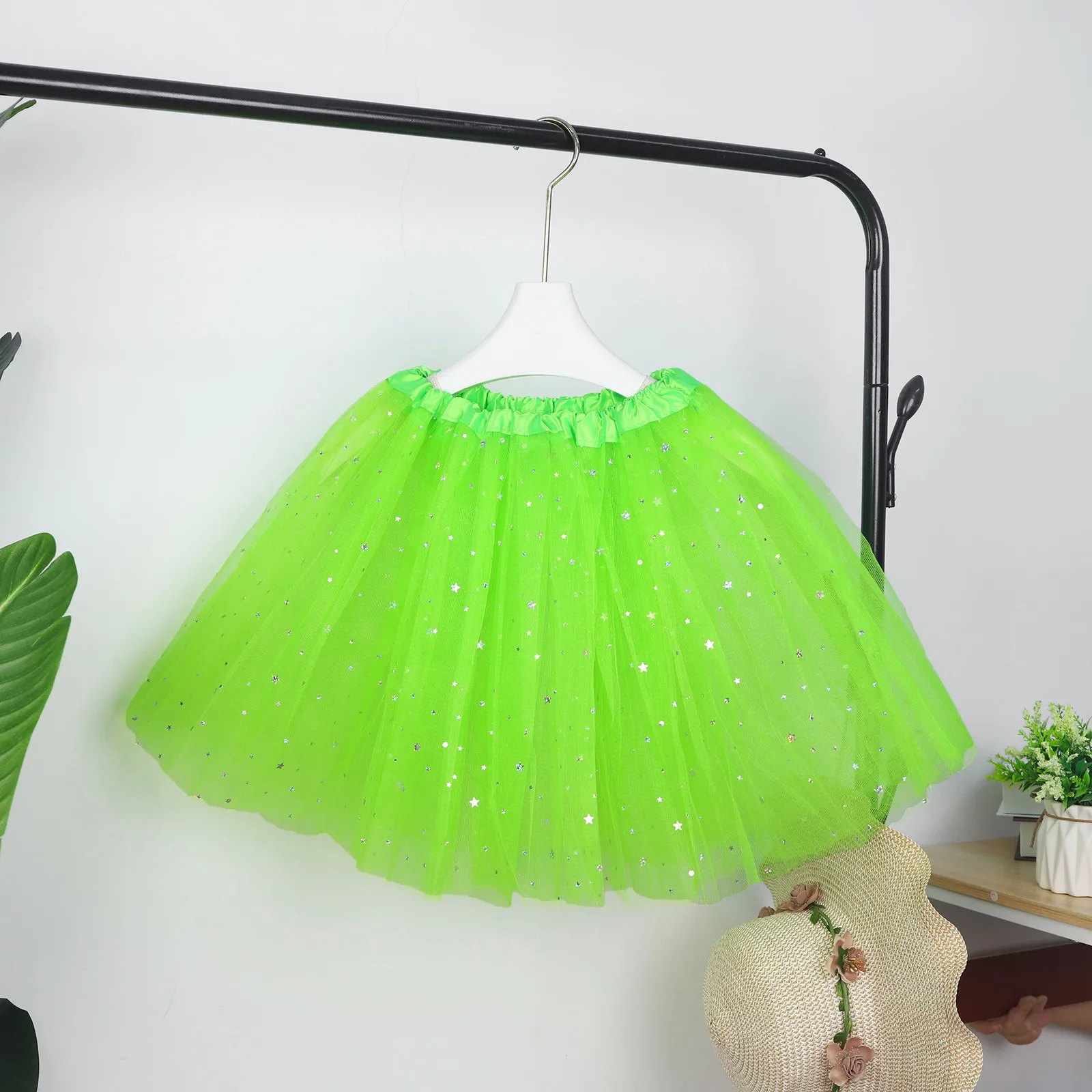 Fluffy Soft Tulle Women Dance Tutu Skirt For Women Sequin 3 Layers Tulle Princess Pettiskirt Cosplay Dance Skirt