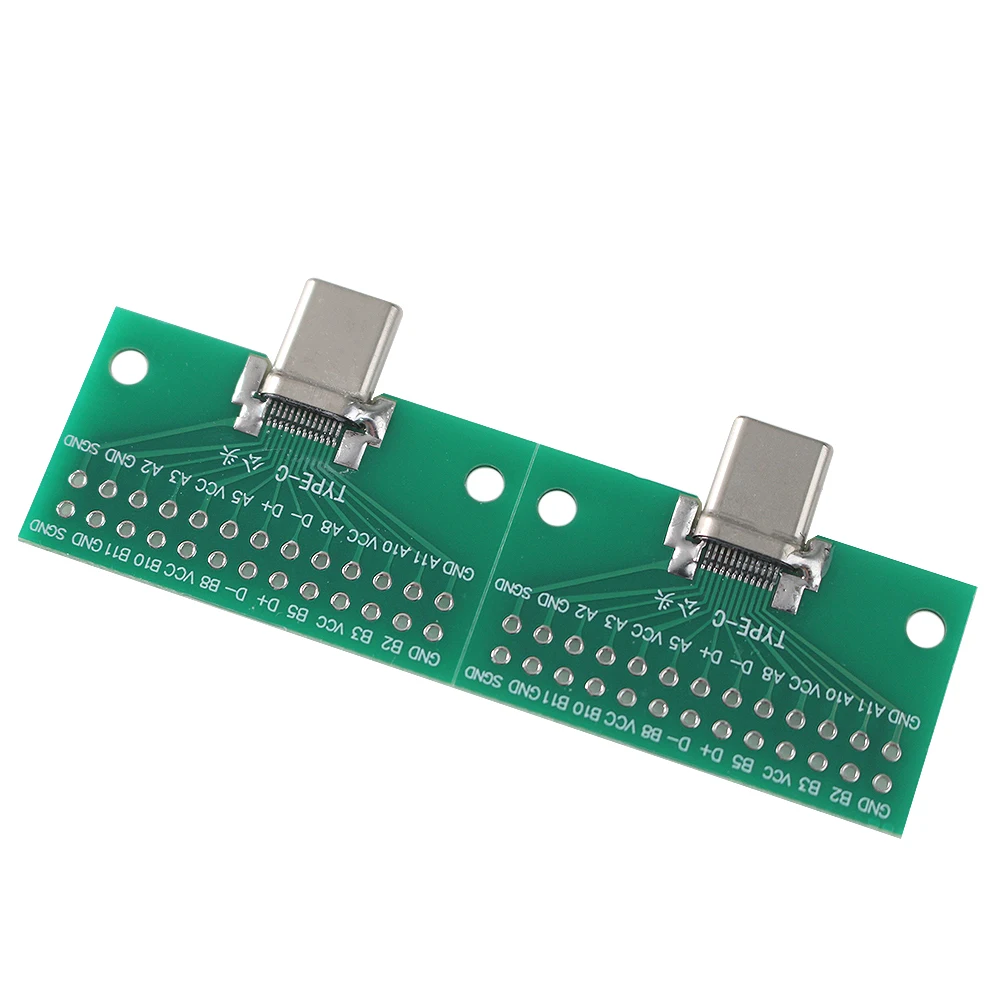 2PCS Typ-C Stecker USB 3,1 Test PCB Board Adapter Typ C 2,54mm Stecker Buchse Für daten Linie Draht Kabel