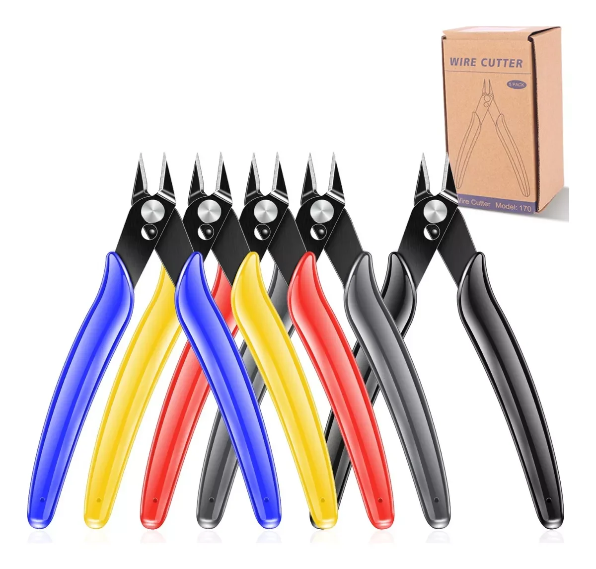 Worthy 5 Pcs 5\'\' Plier Set Sale,Flush Cutters with Spring,Precision Wire Snip,Wire Cutters for Jewelry Making,Zip Tie ,Side Cut