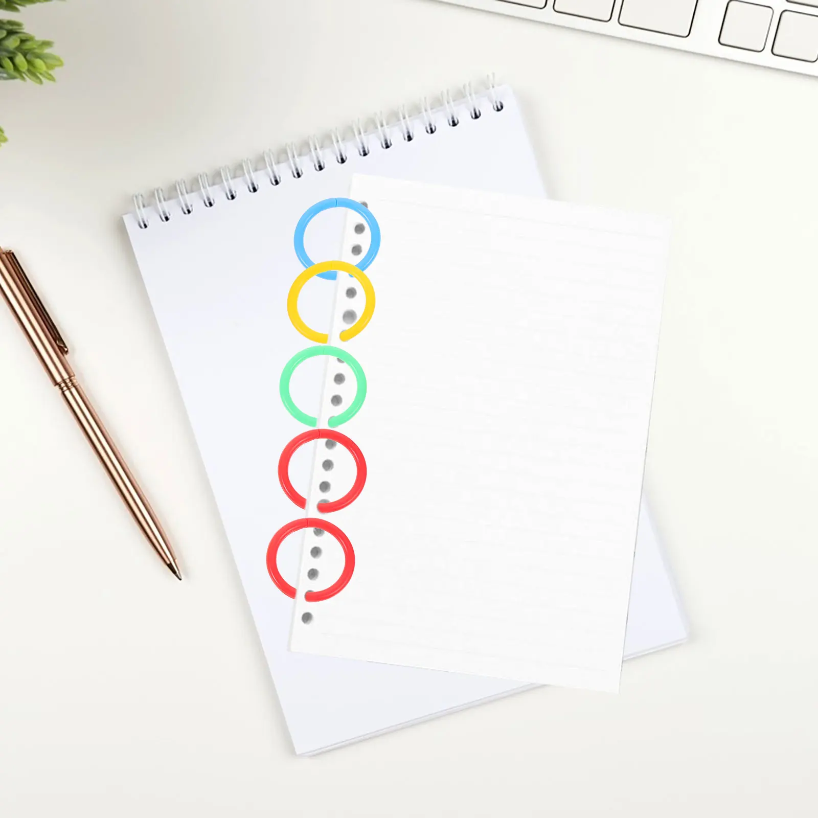 

40pcs Plastic Binder Loose Leaf Book Diy Reusable Flash Card Rings Binding Clips Index Organizer Rings File Folder Accessories