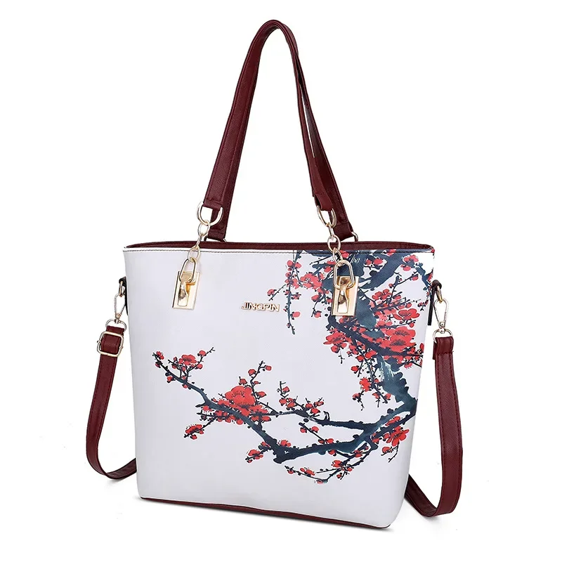 Chinese Style Floral Printing Women Handbags Shoulder Bags Set Female Practical Composite Bag 6 Piece Set Designer Brand Bolsa