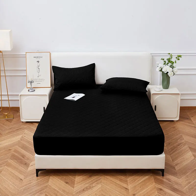 Solid Color Waterproof Thickening Mattress Protector Pad King Machine Washable Four All-Season Universal Not Included Pillowcase