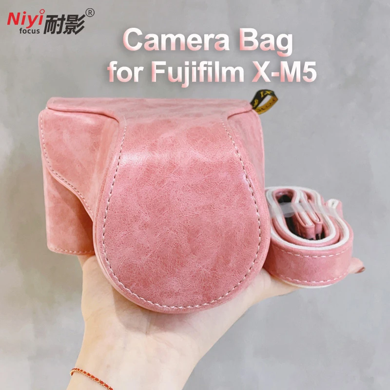 Vintage PU Leather Camera Bag High Quality Cartoon Camera Half Case Pouch for Fujifilm X-M5 XM5 Portable Body Cover Dustproof