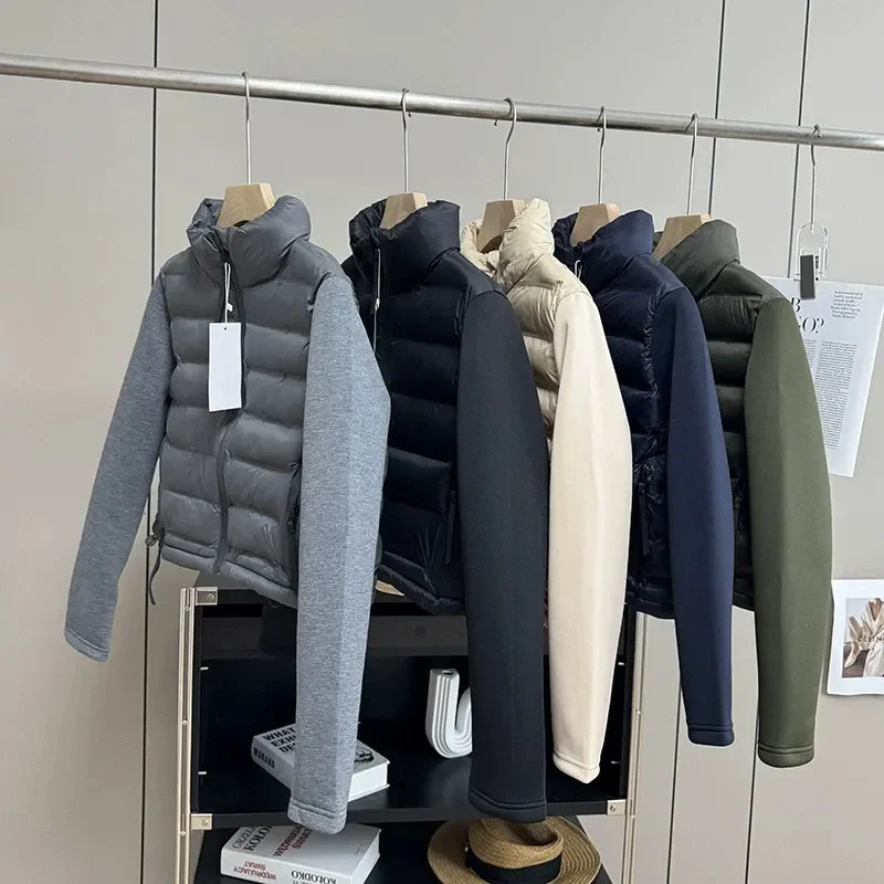

2025 New Autumn And Winter Parkas New Women's Classic Slim-fit Stitching Pressed Glue Quilting Light Down Cotton Jacket