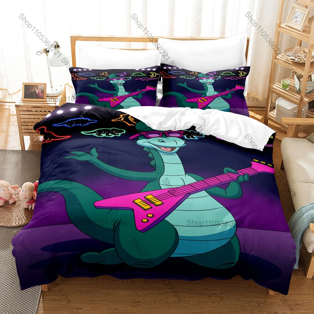 Vintage Denver the Last Dinosaur Jeremy Character Bedding Set Duvet Cover + 2 Pillowcases Nostalgic Room Decor