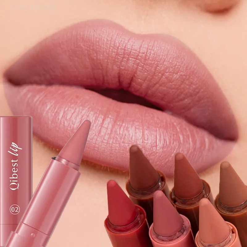 1/6Pcs Tapered Lip Liner Twist Up Lipstick Pen Multipurpose Lasting Matte Velvet Sexy Lip Contour Non Stick Cup Lip Rouge Makeup