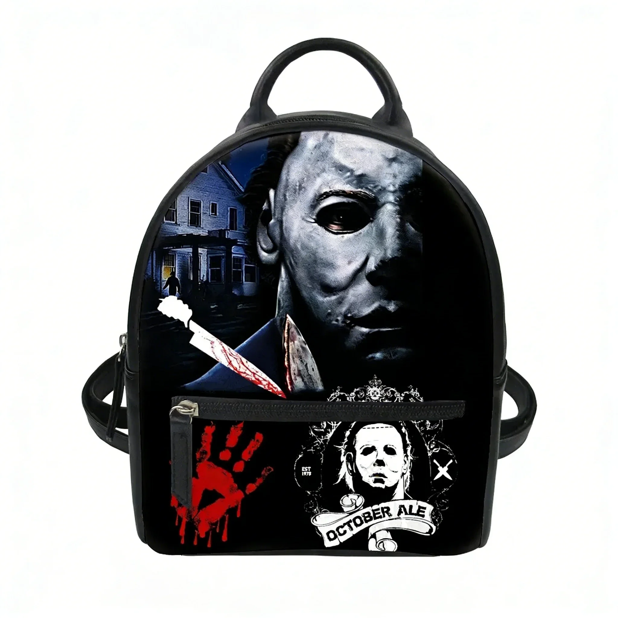 

Michael Myers Halloween Killer Custom Backpack Purse Women Carter Schoolbags Double Shoulder Bag Mini Daypack Leather Travel Bag