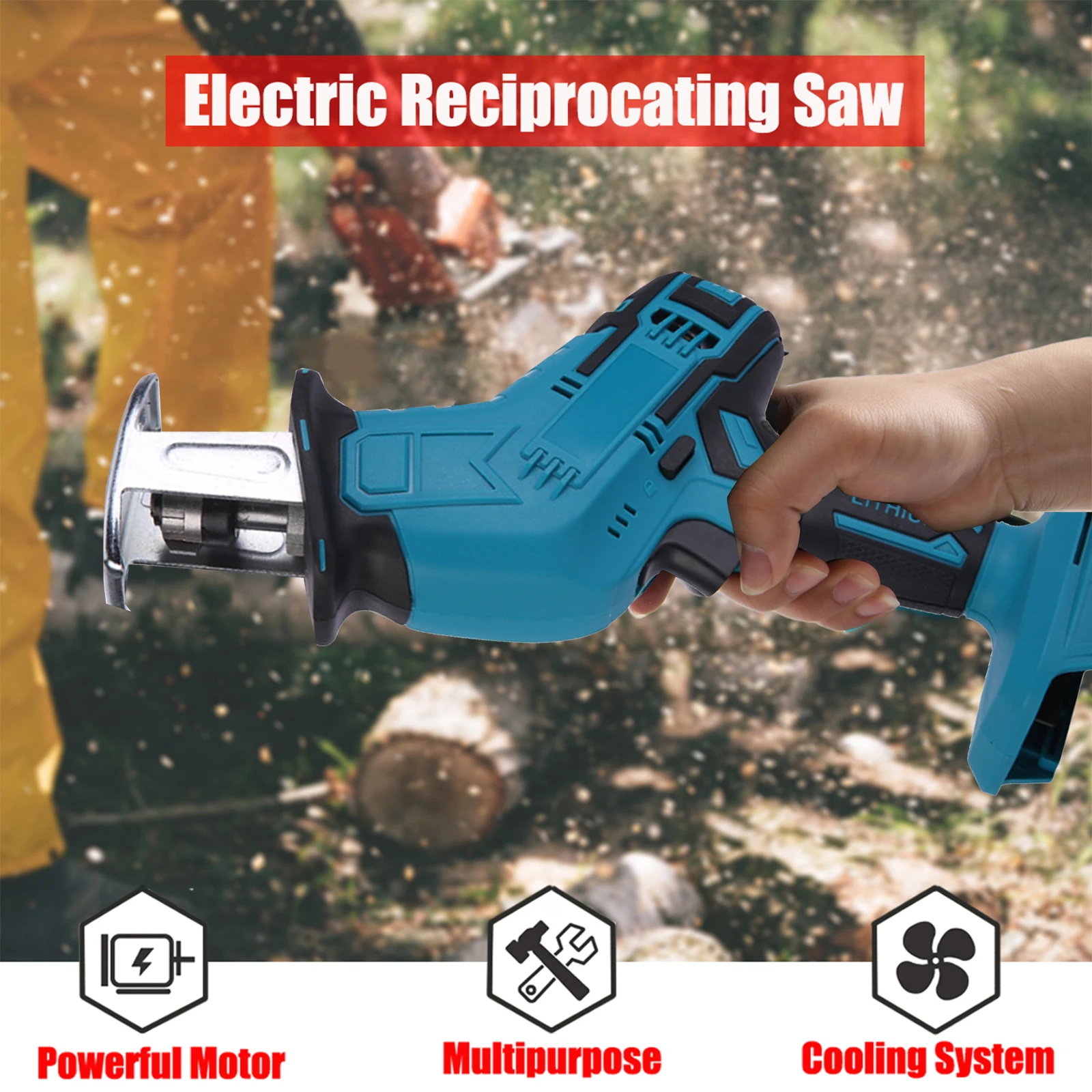Sega alternativa a batteria 18V, compatibile con 18V Makita B-series sega alternativa motosega legno metallo PVC taglio tubi