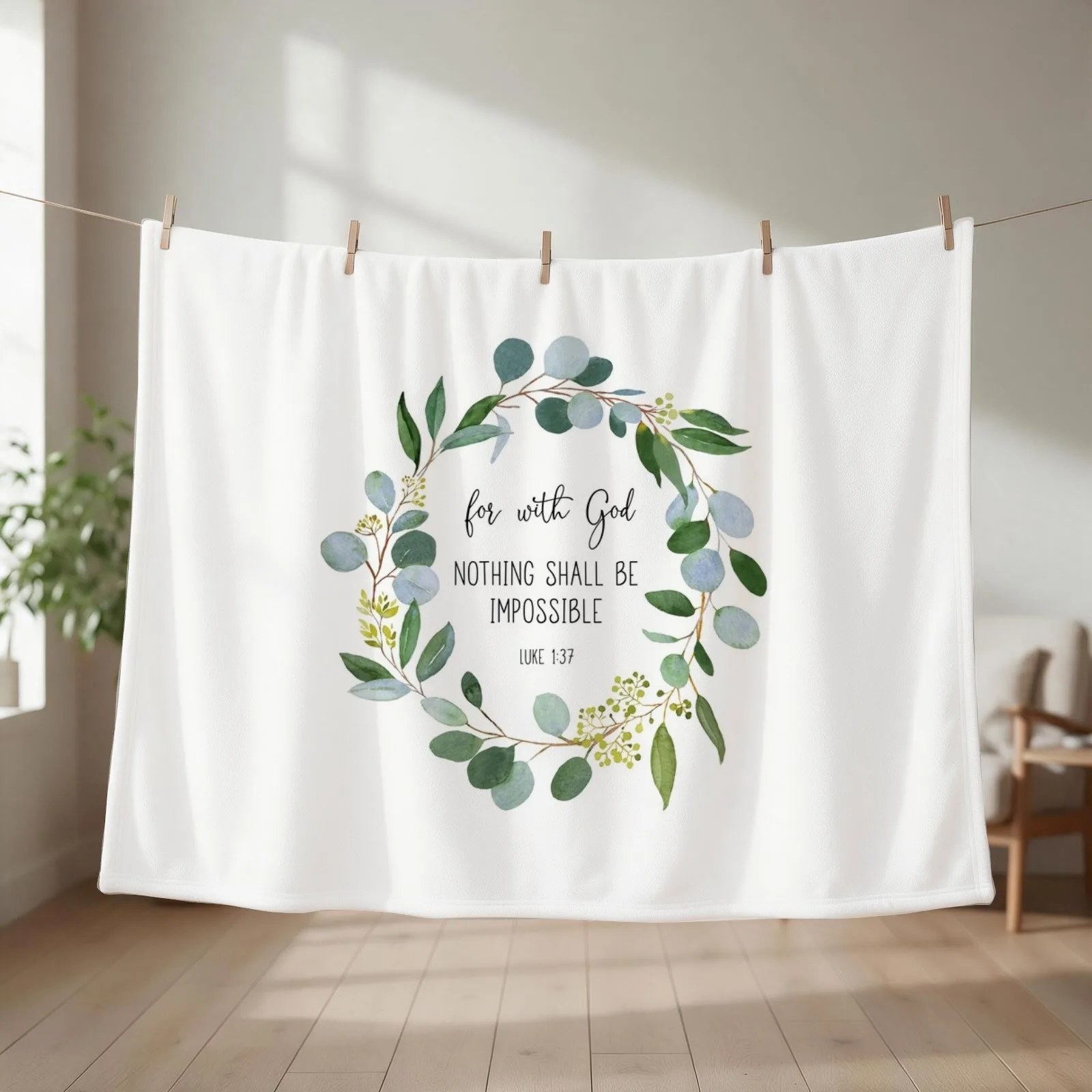 Luke 1:37 Nothing Shall Be Impossible Throw Blanket couch cozy soft plush fuzzy picnic outdoor blanket