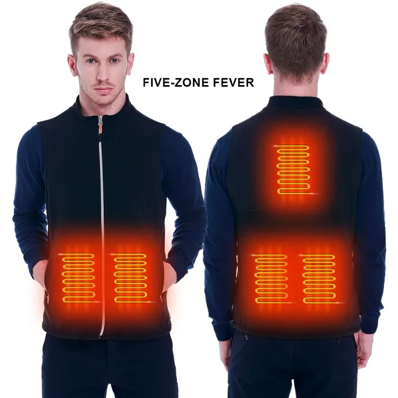 

5 Areas Heated Vest Mens Jacket for Unisex USB Electric Heating Vest Heated Jacket Vest for Outdoor Motorcycle Camping Skiing