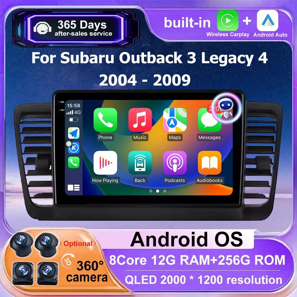 Wireless Carplay For Subaru Outback 3 Legacy 4 2004 2005 - 2009 Android 16 Auto Car Radio Multimedia Player GPS Navigation DSP