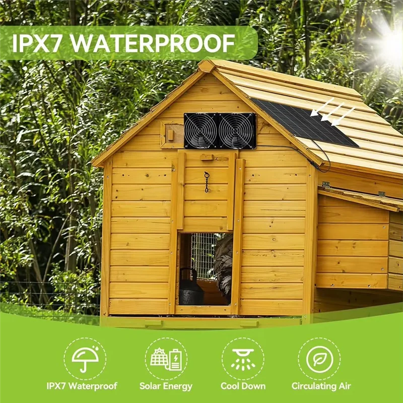 

【Домашние аксессуары】Солнечный вытяжной вентилятор Вентилятор 15 Вт 12 В - двойной вентилятор, вытяжка на солнечной панели для использования в курином доме