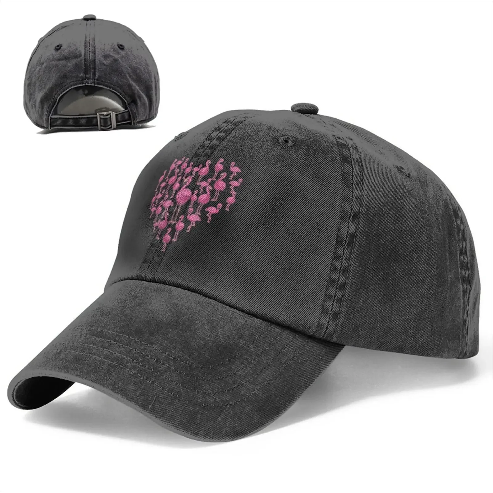 Heart Cute Flamingo Baseball Cap Golf Dad for Men Women Denim Hat Washed Cotton Fashion Cap Unisex Adjustable Sports Outdoor