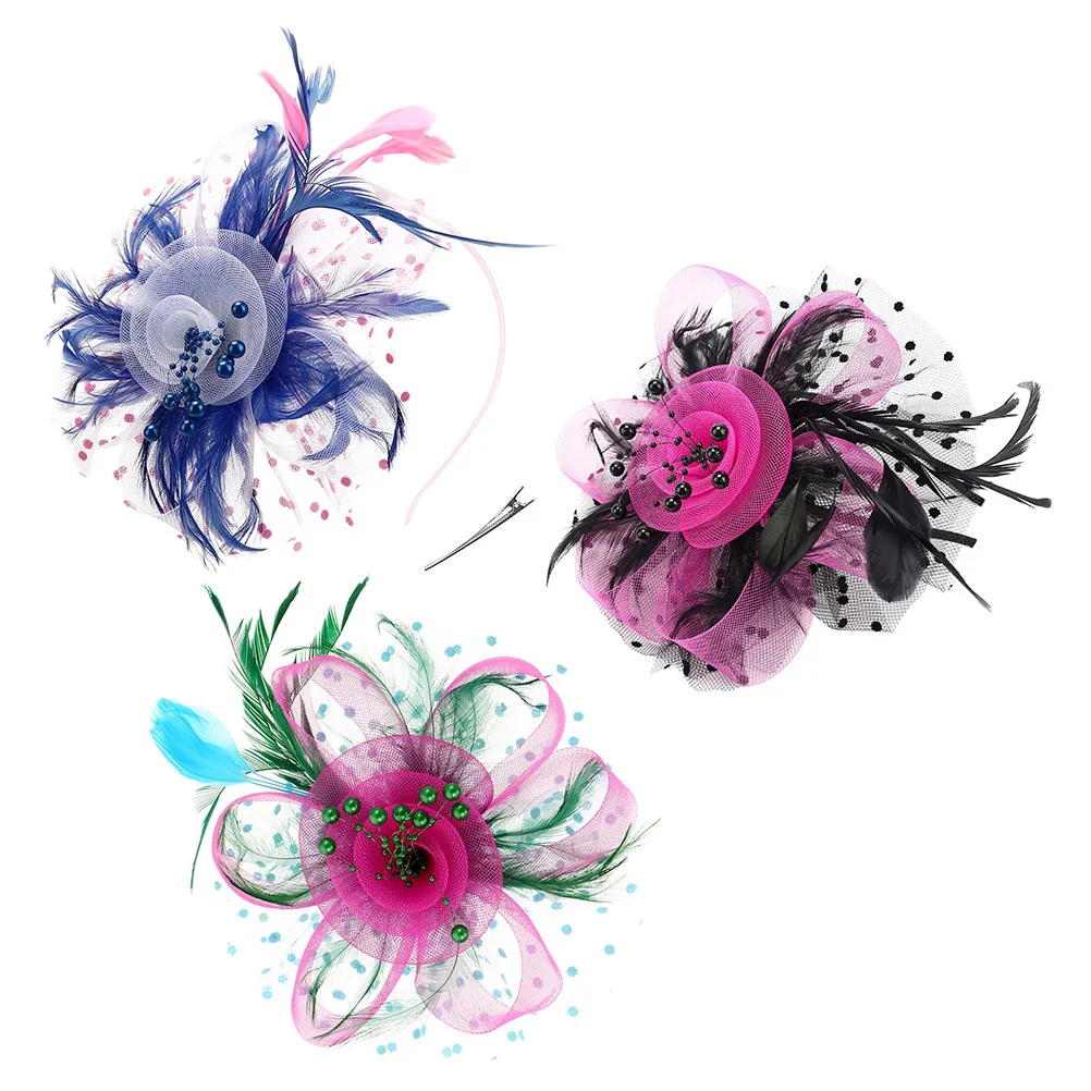 

3Pcs Headband Fascinator Hairpiece for Women Vintage Style Formal Hat Ideal for Wedding Banquet Halloween Party Use