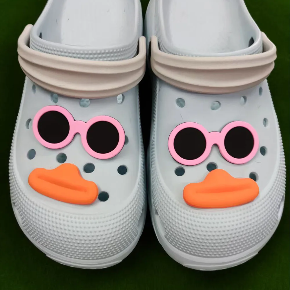 4pcs Large sausage-shaped Mouth Shoes Charms Glasses Clog Sandal Garden Shoe Decoration Accessorie Buckles Kids Party Gifts
