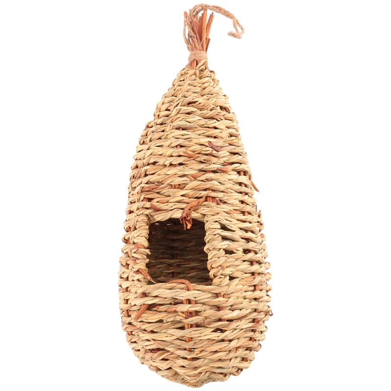 Garden Handing Birds Nest Box Breeding Swallows Nest Grass Hand Woven Birdhouses For Outdoors Hanging