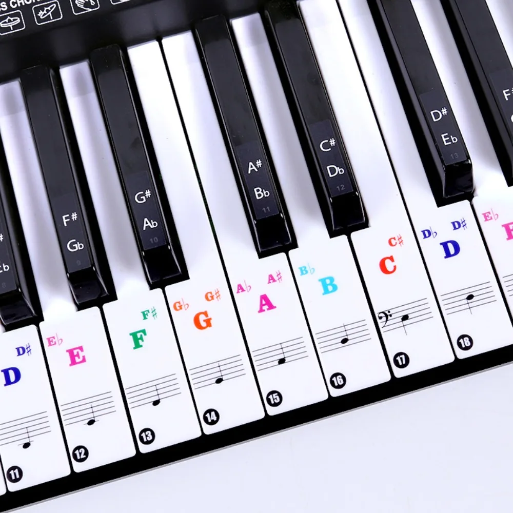 88/61/54/49 Key Piano Keyboard Stickers Self-adhesive Removable Piano Spectrum Sticker Symbol Transparent Tools