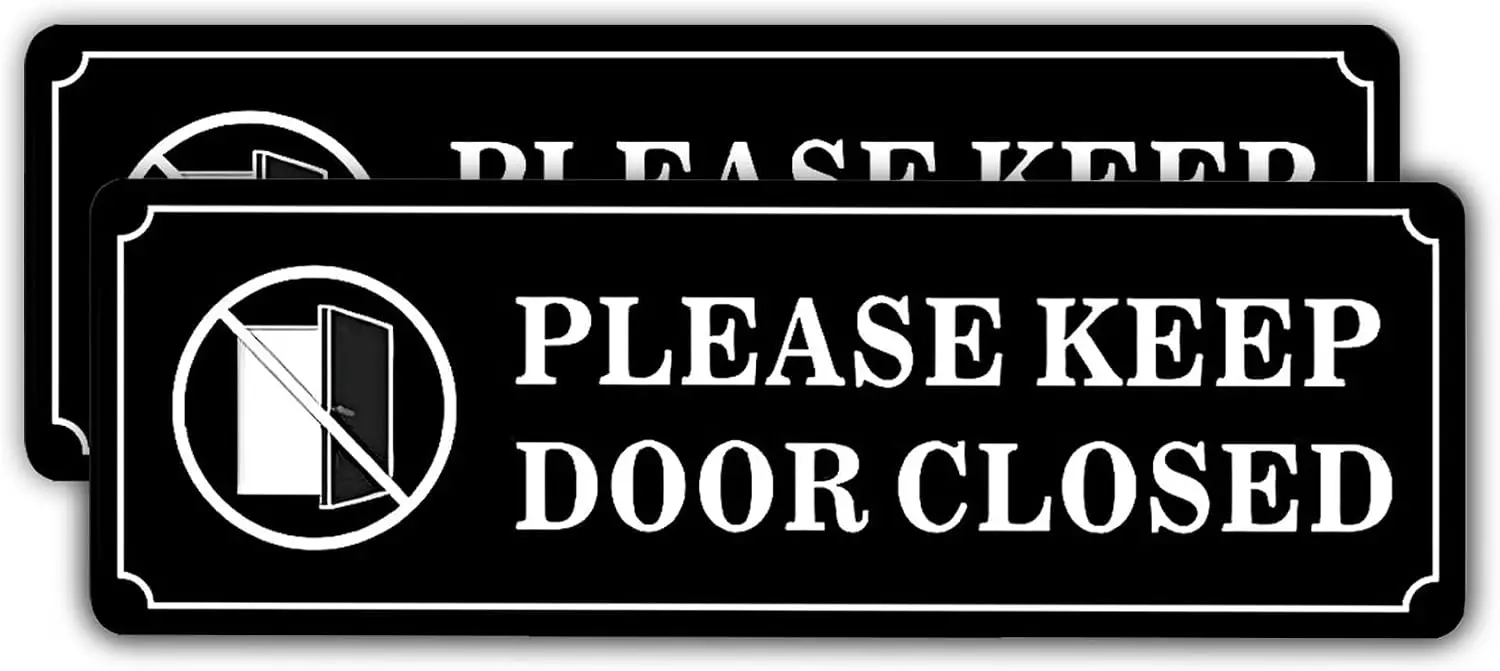 2 Pack Please Keep Door Closed Sign PVC Vinyl Sticker For Doors And Entrance Windows Safety Reminder Decal