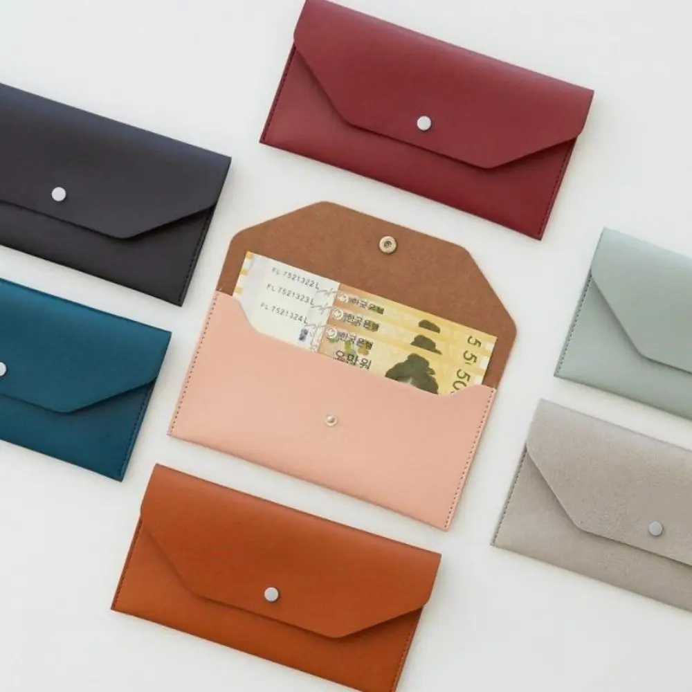 Portefeuilles d'enveloppe de style coréen en cuir PU pour femmes, pochette longue portable, porte-monnaie multifonctionnel, sac à monnaie féminin