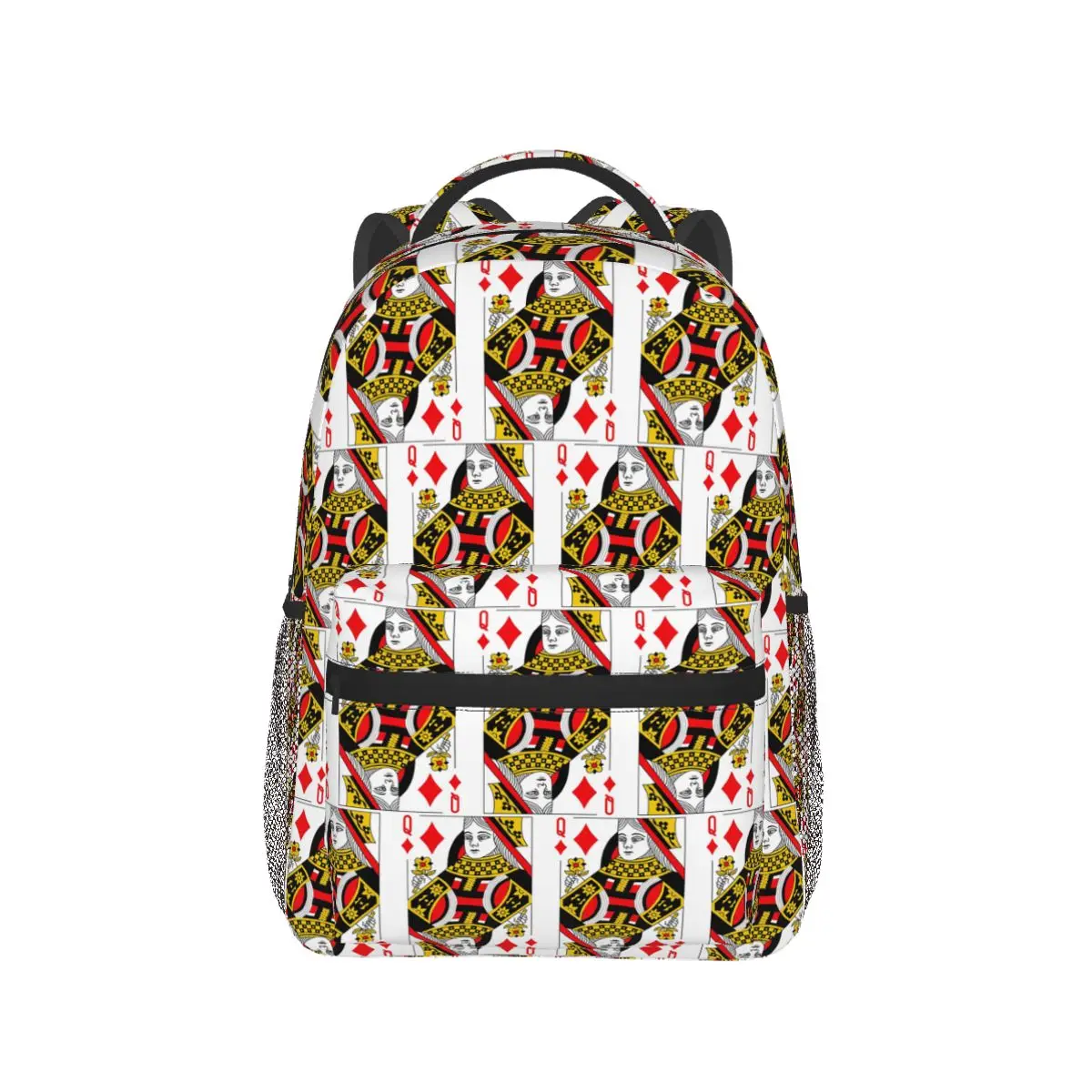 Queen Of Diamonds Classic Card Deck Casino Poker Q Diamonds Backpack Daypack Large Capacity BookBag School Bag Shoulder Bags