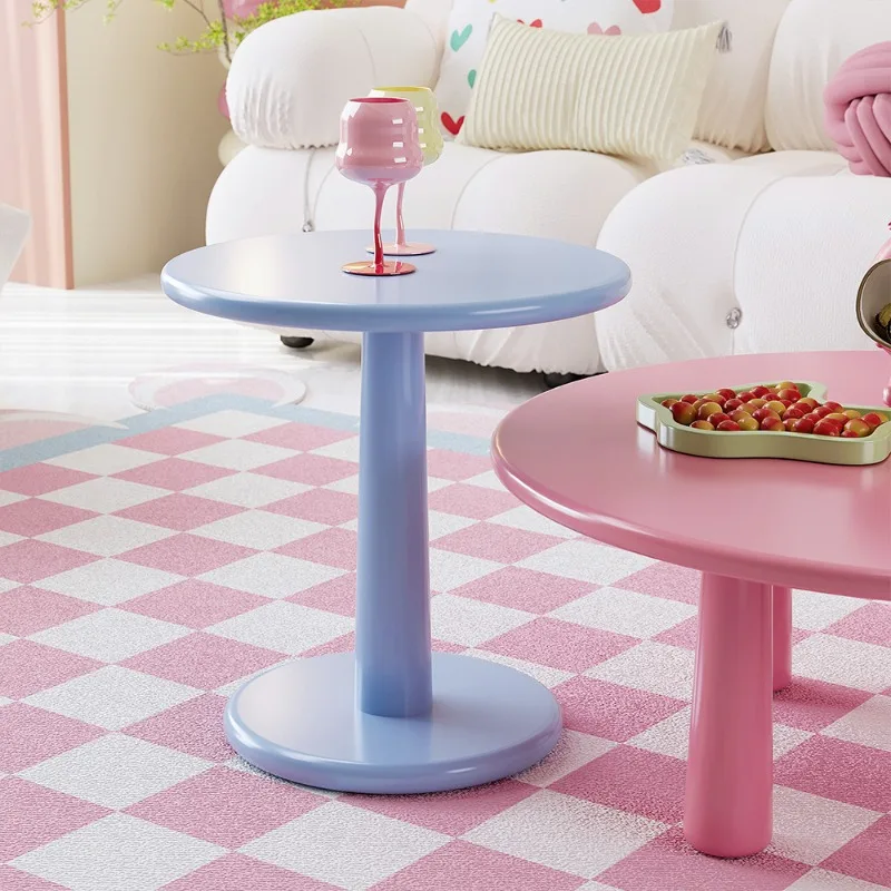 طاولة جانبية حديثة من كريمة الدوبامين - طاولة قهوة متحركة فاخرة لغرفة المعيشة والأريكة والشرفة وطاولة القهوة ذات التصميم الأنيق