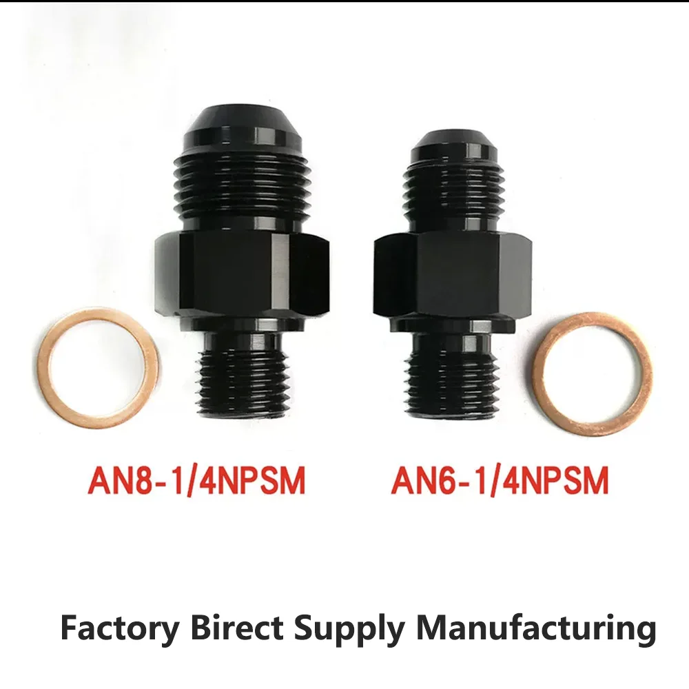 Black Automotive Modification Parts AN6/AN8 Cconnector Fuel Oil Cooling Adapter Connector Conversion Connector NPSM Thread